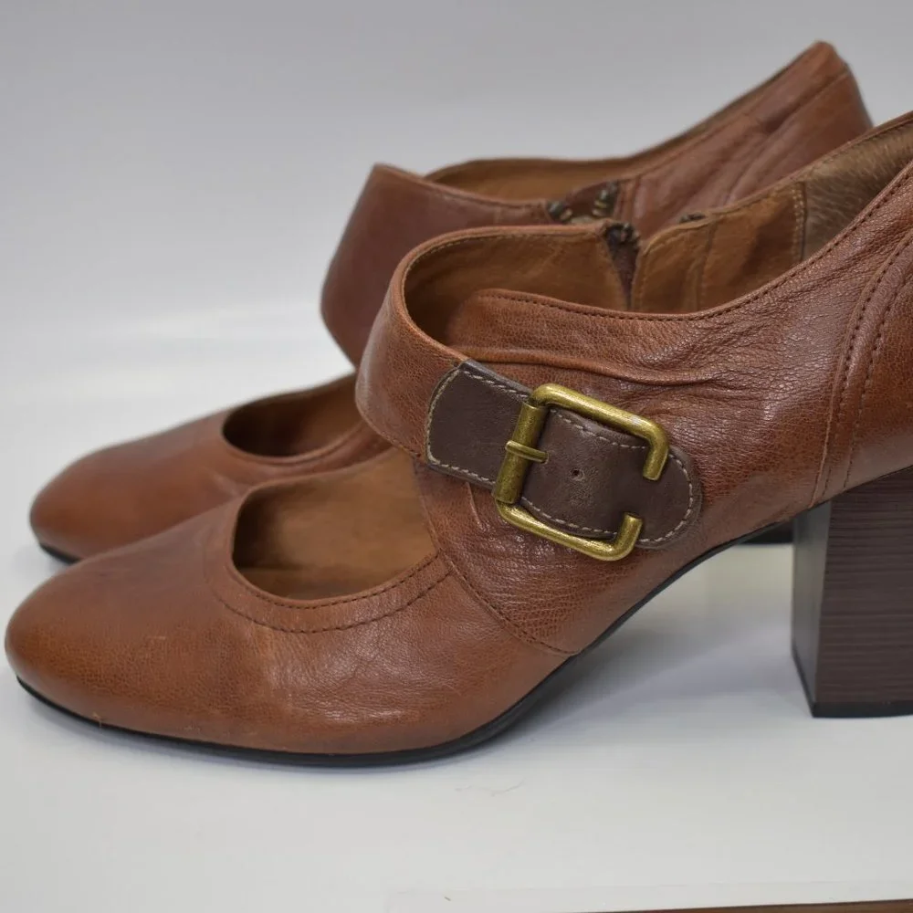 CLARKS INDIGO WOMEN BROWN LEATHER PUMP SHOES‎ SZ 10M